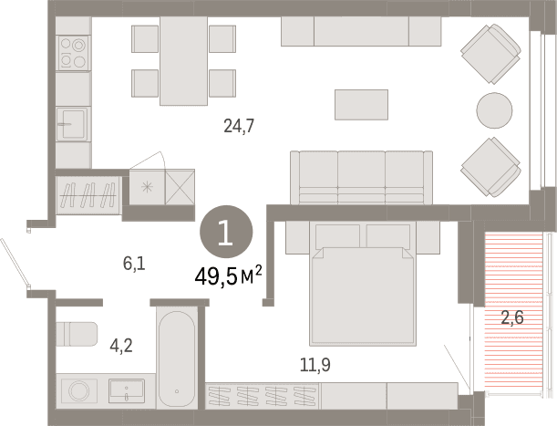 г.Сургут Квартал Нефть 1-комнатная квартира