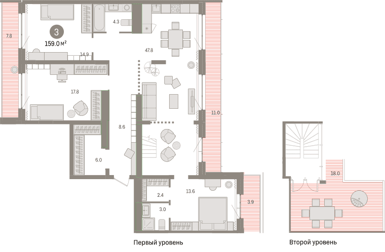 г.Сургут Новин 3-комнатная квартира