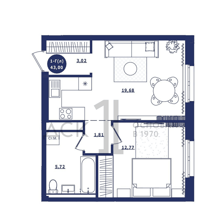 г.Сургут ЖК «Крылов» 1-комнатная квартира