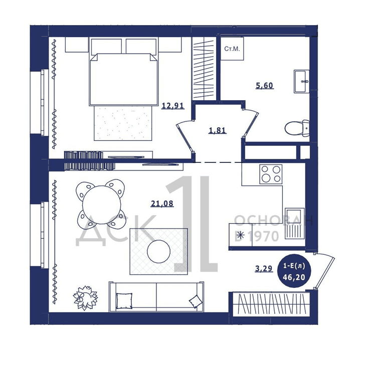 г.Сургут ЖК «Крылов» 1-комнатная квартира